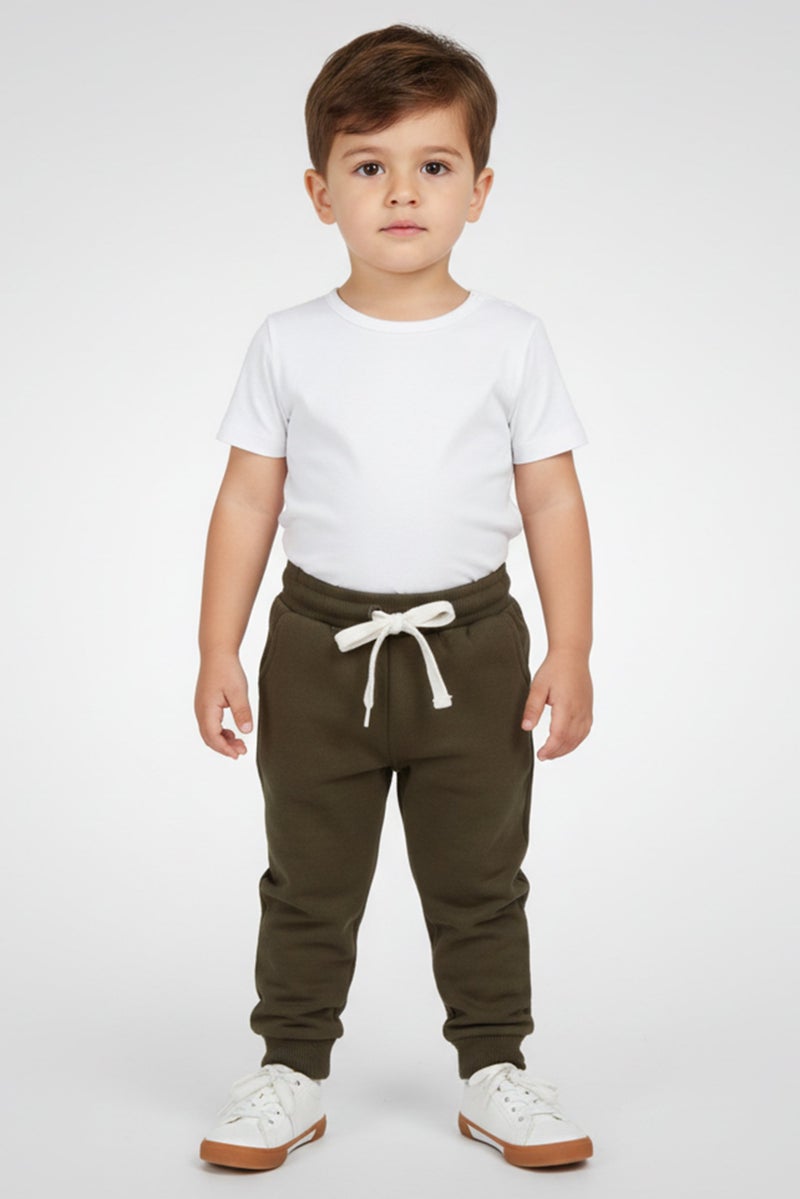 Overkids Toddlers Boy Solid Jogger Pants, Dark Olive - Image 1